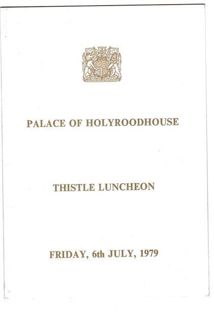 [ELIZABETH II — Printed Menu, in French, of four courses, for the Thistle Luncheon, | Sophie Dupré Autographs