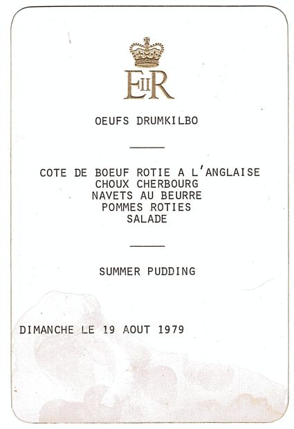 [ELIZABETH II — Printed Menu, in French, of three courses, | Sophie Dupré Autographs