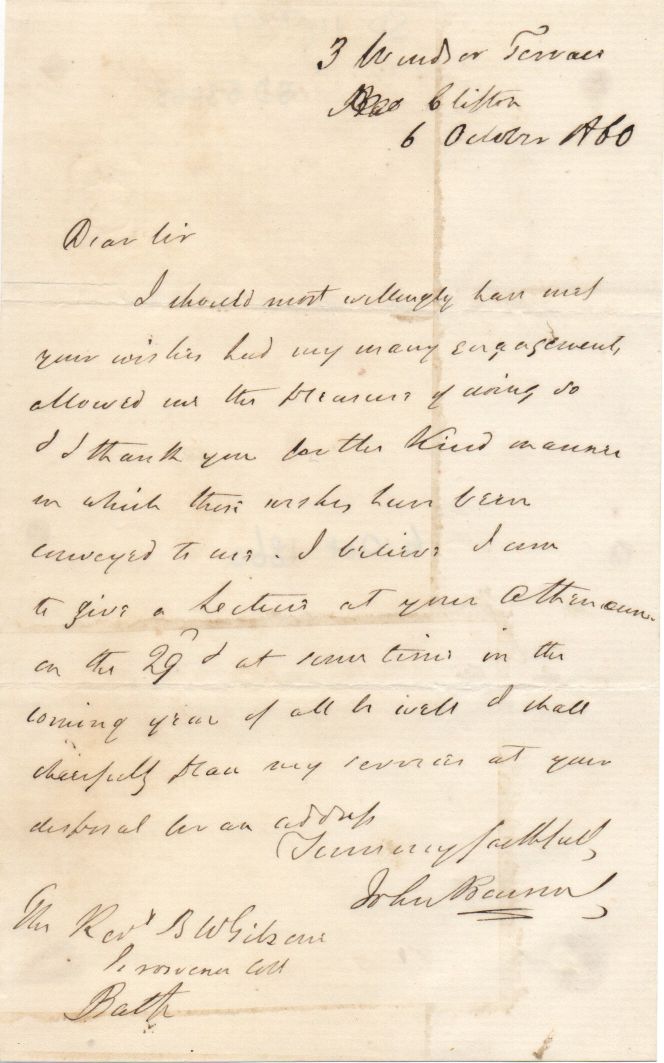 BOWRING — Autograph Letter Signed to the Revd. Burford Waring Gibsone, | Sophie Dupré Autographs