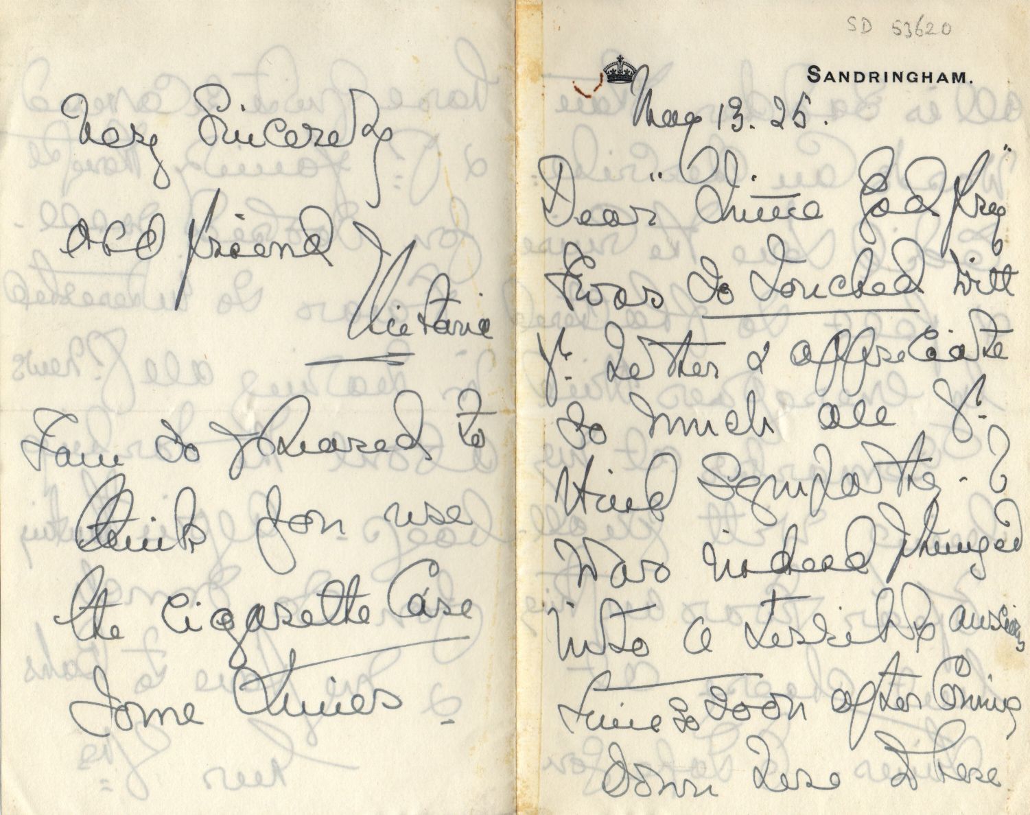 VICTORIA ALEXANDRA — Autograph letter signed to Dear 'Little Godfrey' , | Sophie Dupré Autographs