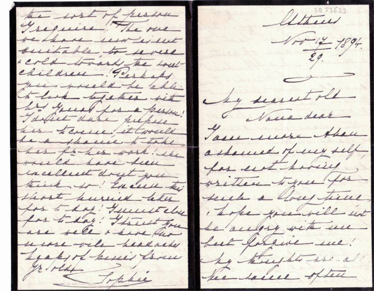 SOPHIA — Long autograph letter signed to 'My dearest old Nana dear', | Sophie Dupré Autographs
