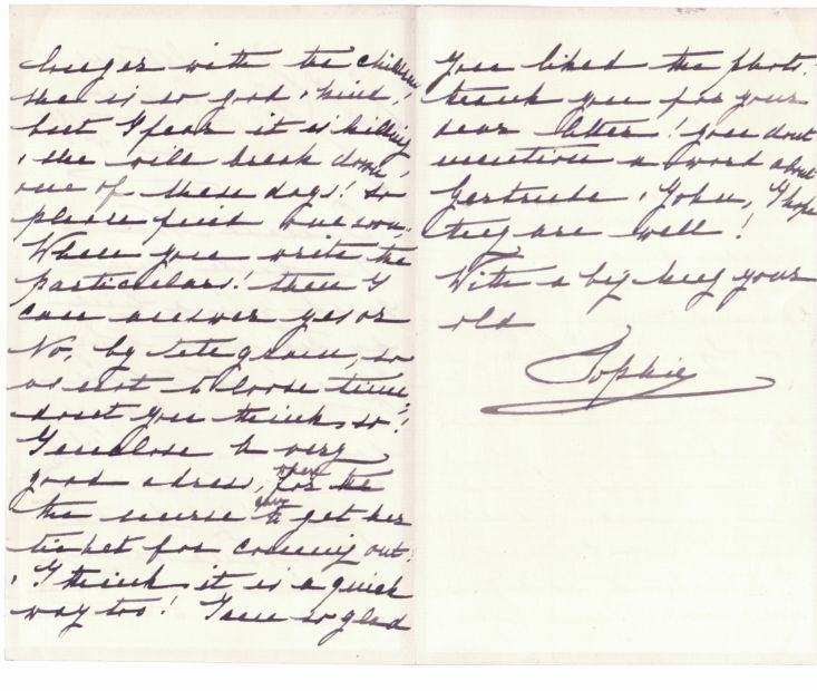 SOPHIA — Long autograph letter signed to 'Dearest Nana', | Sophie Dupré Autographs