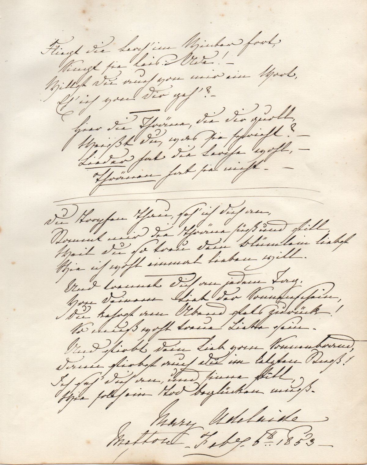 MARY ADELAIDE — Two early autograph poems in German, with transcription and translation, | Sophie Dupré Autographs