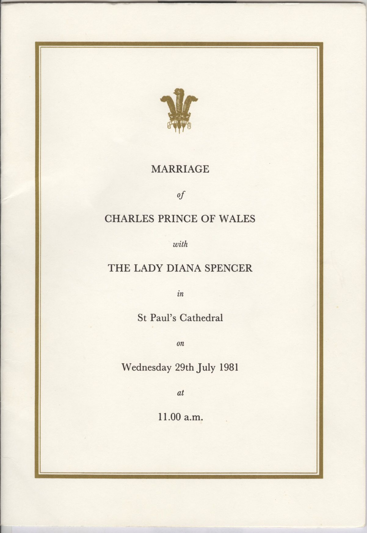 [CHARLES III — Their Marriage Service in St Paul's Cathedral, | Sophie Dupré Autographs