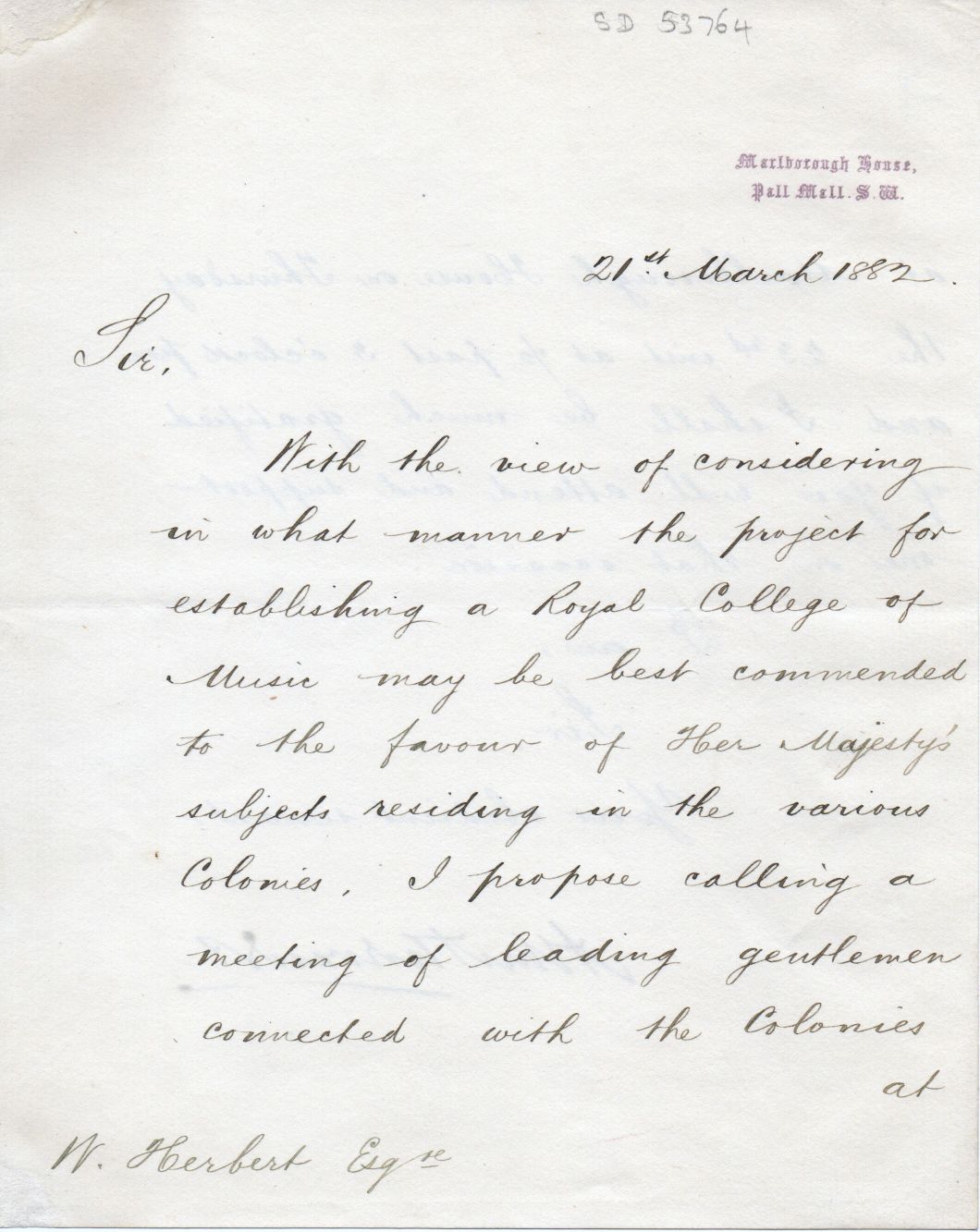 EDWARD VII — Letter signed ('Albert Edward') to [R.G].W.  HERBERT , | Sophie Dupré Autographs
