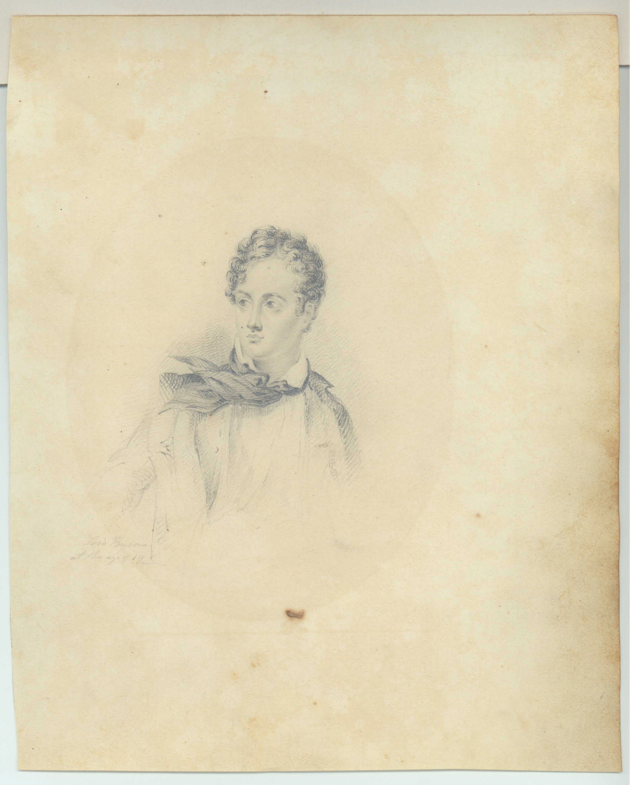 BYRON — Original pencil sketch of Byron aged 19, | Sophie Dupré Autographs