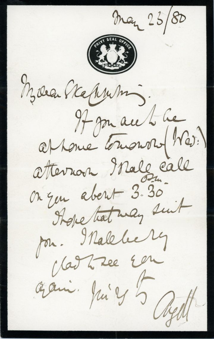 ARGYLL — Autograph Letter Signed to 'My dear Skelmerding', | Sophie Dupré Autographs