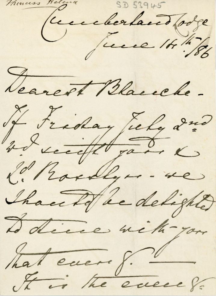 HELENA — Autograph Letter Signed to 'Dearest Blanche' | Sophie Dupré Autographs