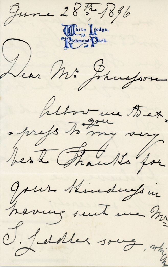 FRANCIS — Autograph Letter Signed to 'Mr Johnasson' [sic], | Sophie Dupré Autographs