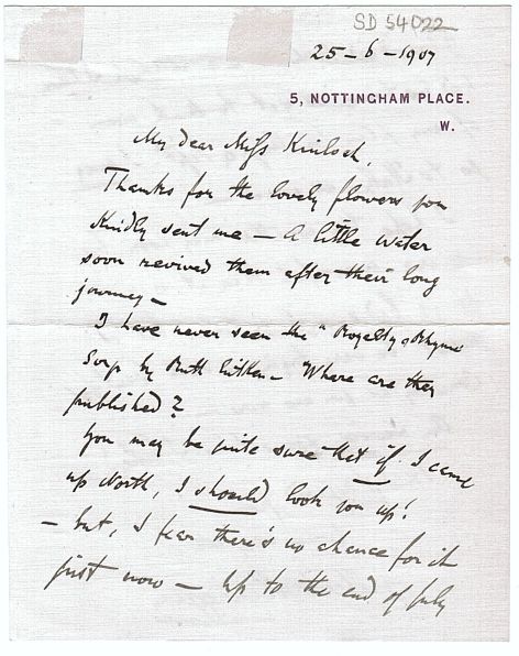 RANDEGGER — Autograph Letter Signed to My dear Miss Kinloch, | Sophie Dupré Autographs