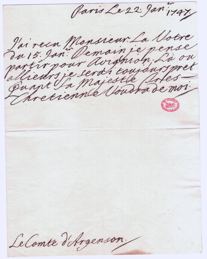 STUART — Unsigned Autograph Letter, in French with translation, | Sophie Dupré Autographs