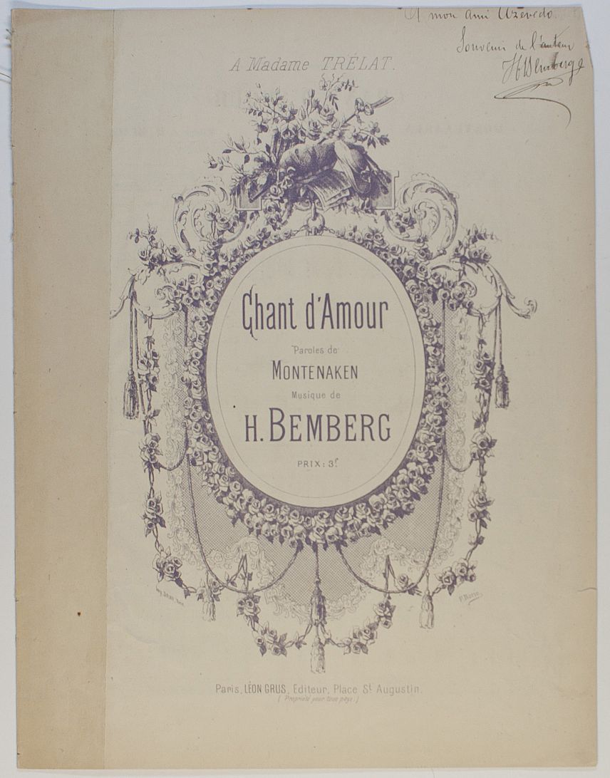 BEMBERG — 'Chant d'Amour' for mezzo-soprano or baritone, | Sophie Dupré Autographs