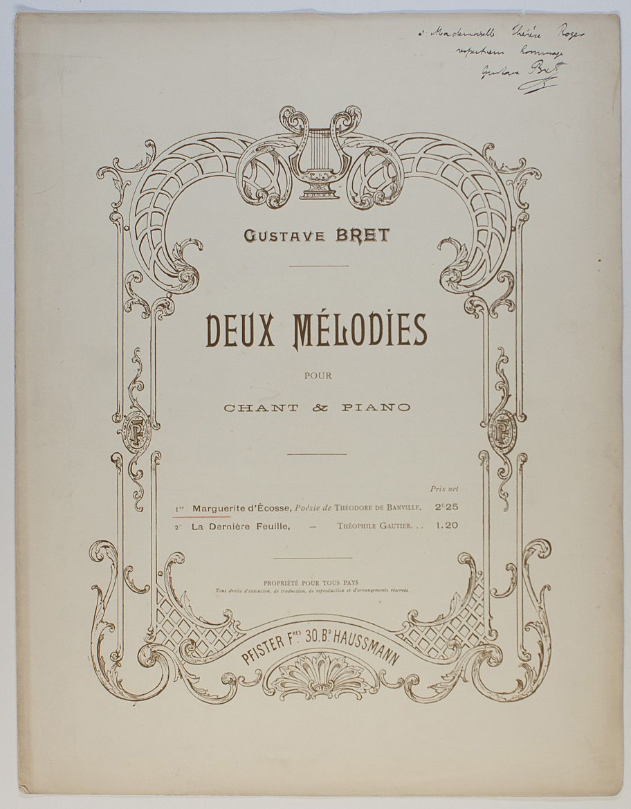 BRET — 'Marguerite d'Écosse', passionate art song for voice and piano, | Sophie Dupré Autographs