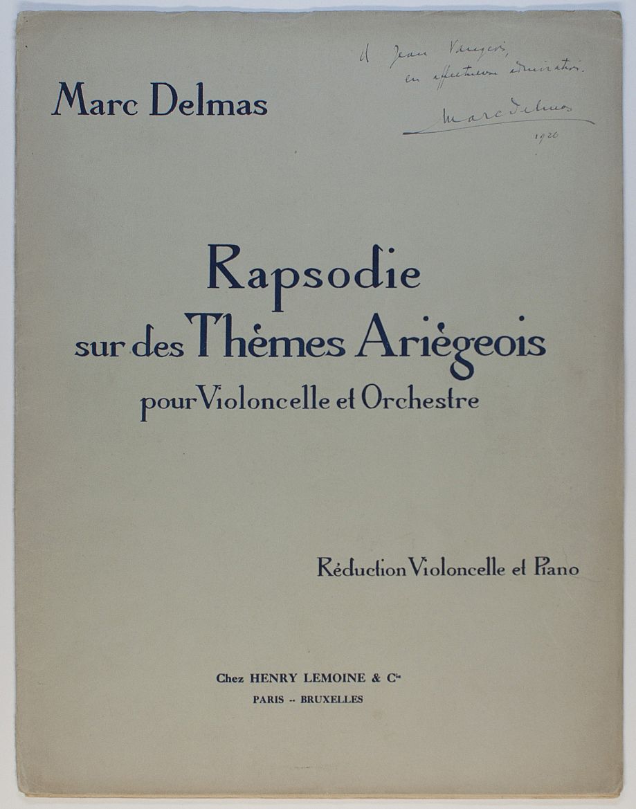 DELMAS — 'Rapsodie sur des Thèmes Ariègeois' for Violoncello & Orchestra, | Sophie Dupré Autographs