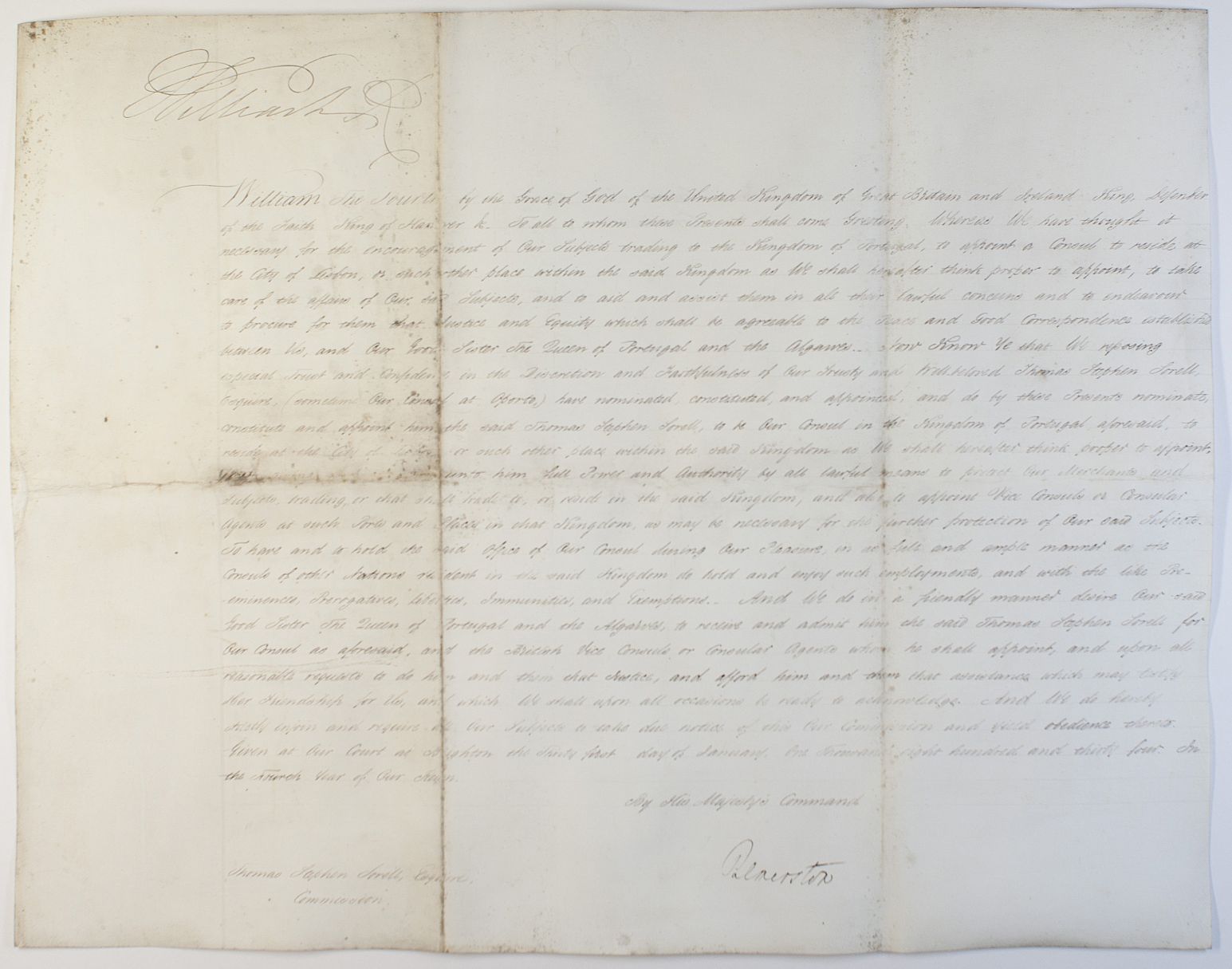 WILLIAM IV — Document with his fine signature at the head | Sophie Dupré Autographs