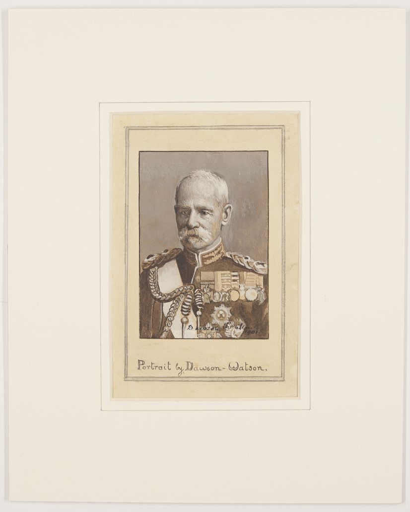 [ROBERTS — Original Pen and Wash Portrait, signed in pen by the artist 'Dawson-Watson' | Sophie Dupré Autographs