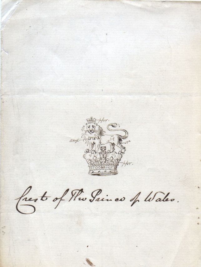 [EDWARD VII — Lithographed impression of his Achievement of Arms as Prince of Wales, | Sophie Dupré Autographs