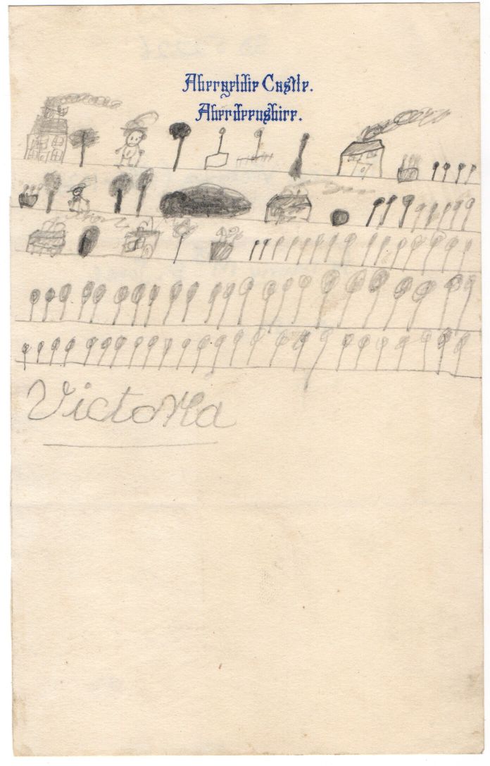 VICTORIA ALEXANDRA — Early Pencil Drawing Signed 'Victoria' | Sophie Dupré Autographs