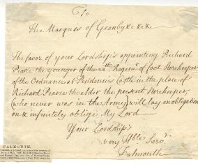 FALMOUTH — Autograph Letter Signed to  Marquis of GRANBY | Sophie Dupré Autographs