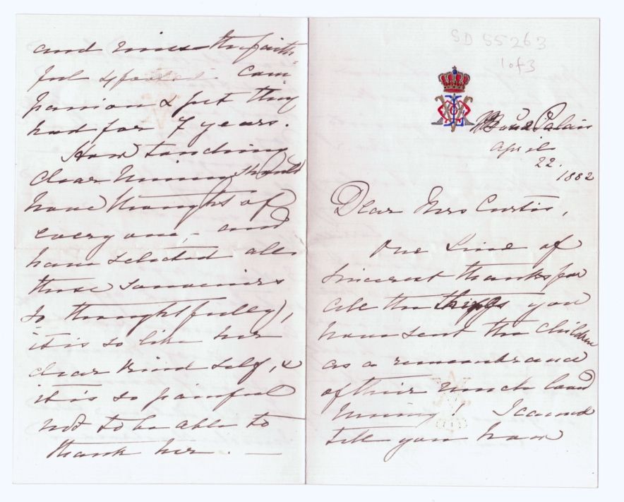 VICTORIA — Autograph Letter Signed to Mrs Curtis | Sophie Dupré Autographs