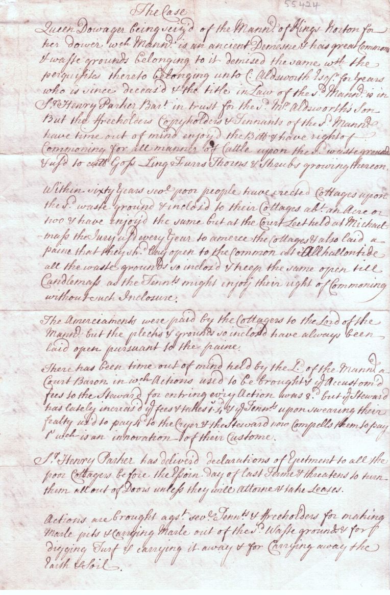 CARTHEW — Legal Opinion Signed, concerning the Royal Manor of Kings Norton, | Sophie Dupré Autographs