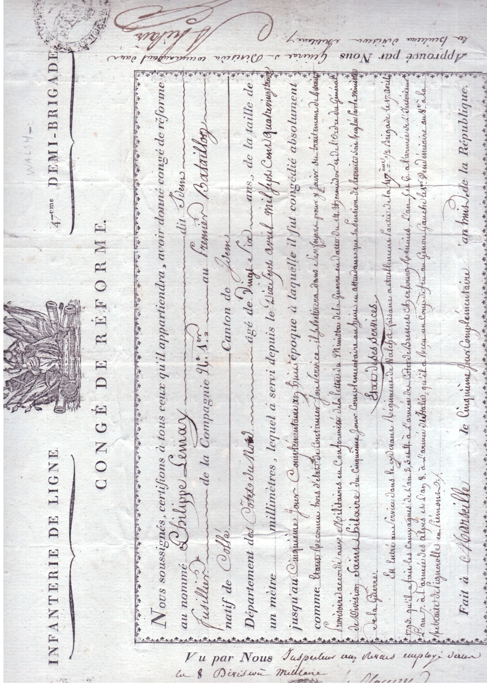 SAINT-HILAIRE — Discharge Certificate Signed by both, in French with translation, | Sophie Dupré Autographs