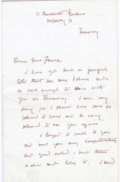 GREENAWAY — Autograph Letter Signed to Mrs Jeune | Sophie Dupré Autographs