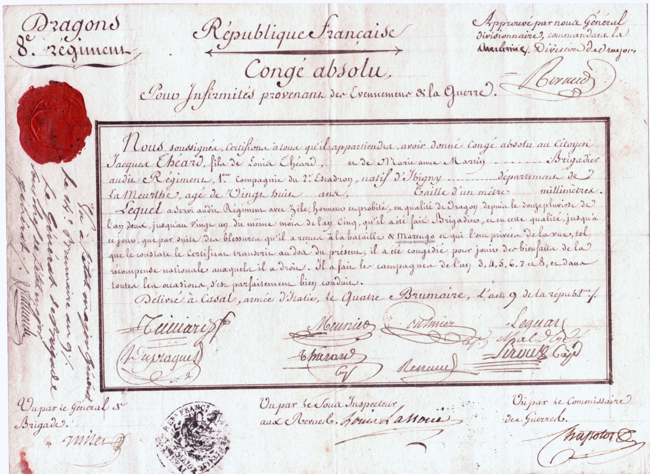 RIVAUD — Discharge Certificate Signed by all three, | Sophie Dupré Autographs