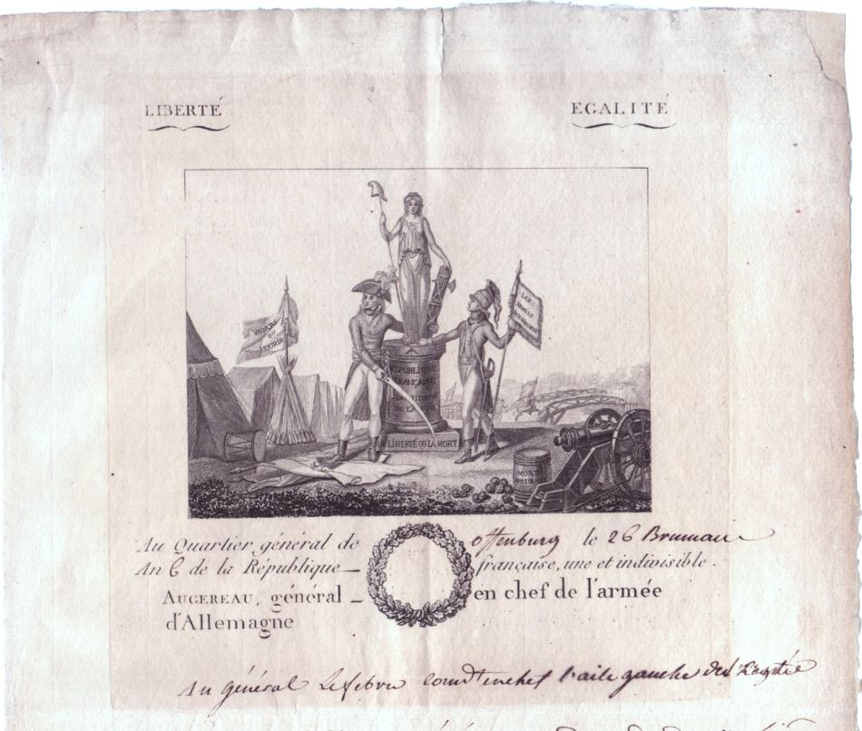 AUGEREAU — Document Signed to General François Joseph LEFEBVRE | Sophie Dupré Autographs