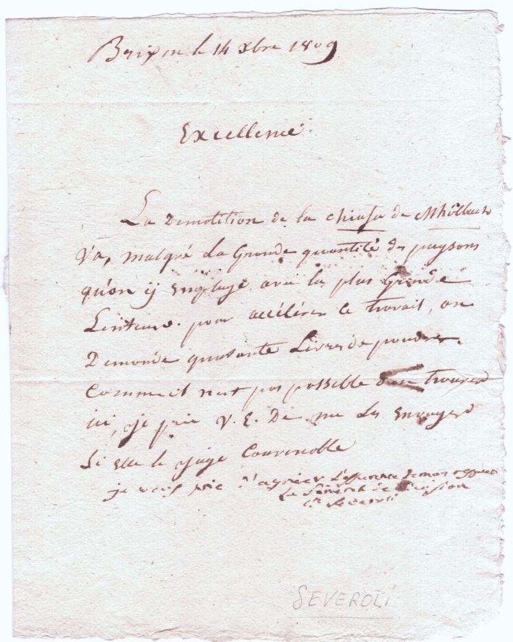 SEVEROLI — Autograph Letter Signed to the Commander in Chief of the Troops in Tyrol, | Sophie Dupré Autographs