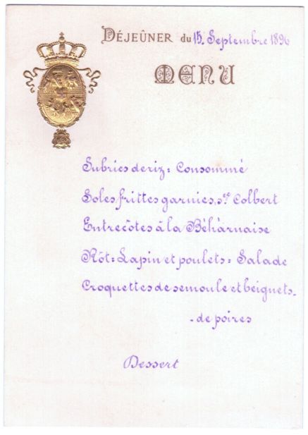 [UMBERTO I — Printed Dinner Menu, | Sophie Dupré Autographs