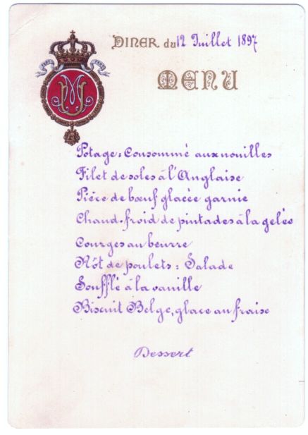 [UMBERTO I — Printed Dinner Menu, | Sophie Dupré Autographs