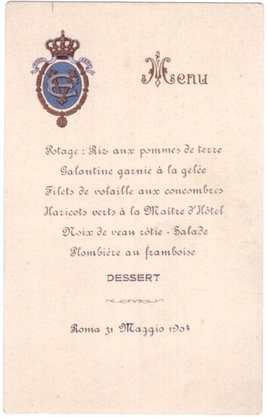 [VITTORIO EMANUELE III — Lunch Menu, | Sophie Dupré Autographs