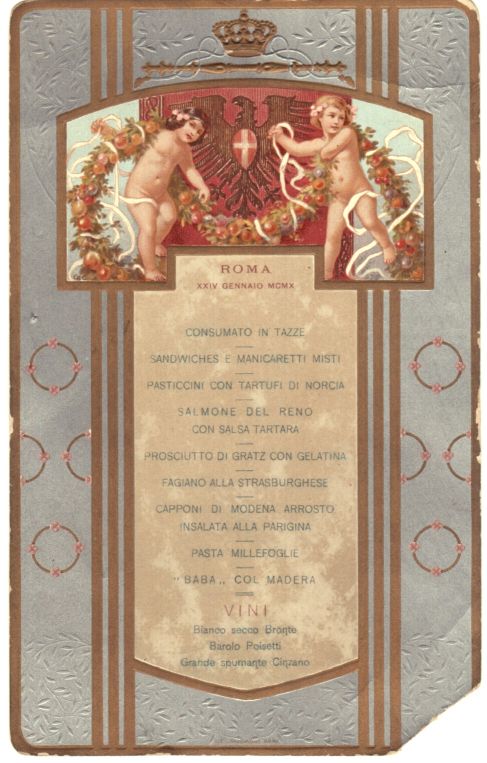 [VITTORIO EMANUELE III — Fine Supper Menu, | Sophie Dupré Autographs