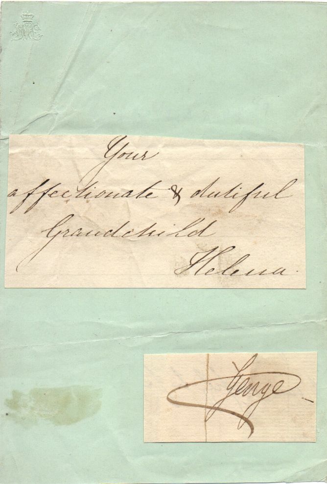 HELENA — Autograph Note Signed and Inscribed Your affectionate & dutiful Grandchild, | Sophie Dupré Autographs