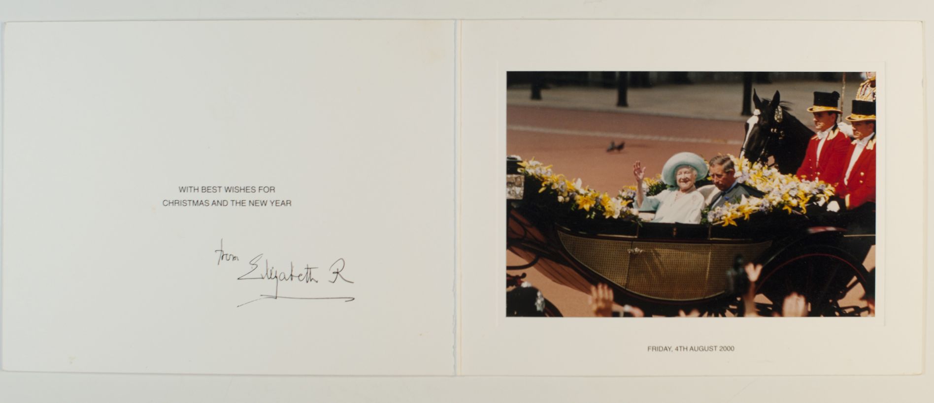 [ELIZABETH — Fine Christmas Card with AUTOPEN signature under the printed message of greeting, | Sophie Dupré Autographs