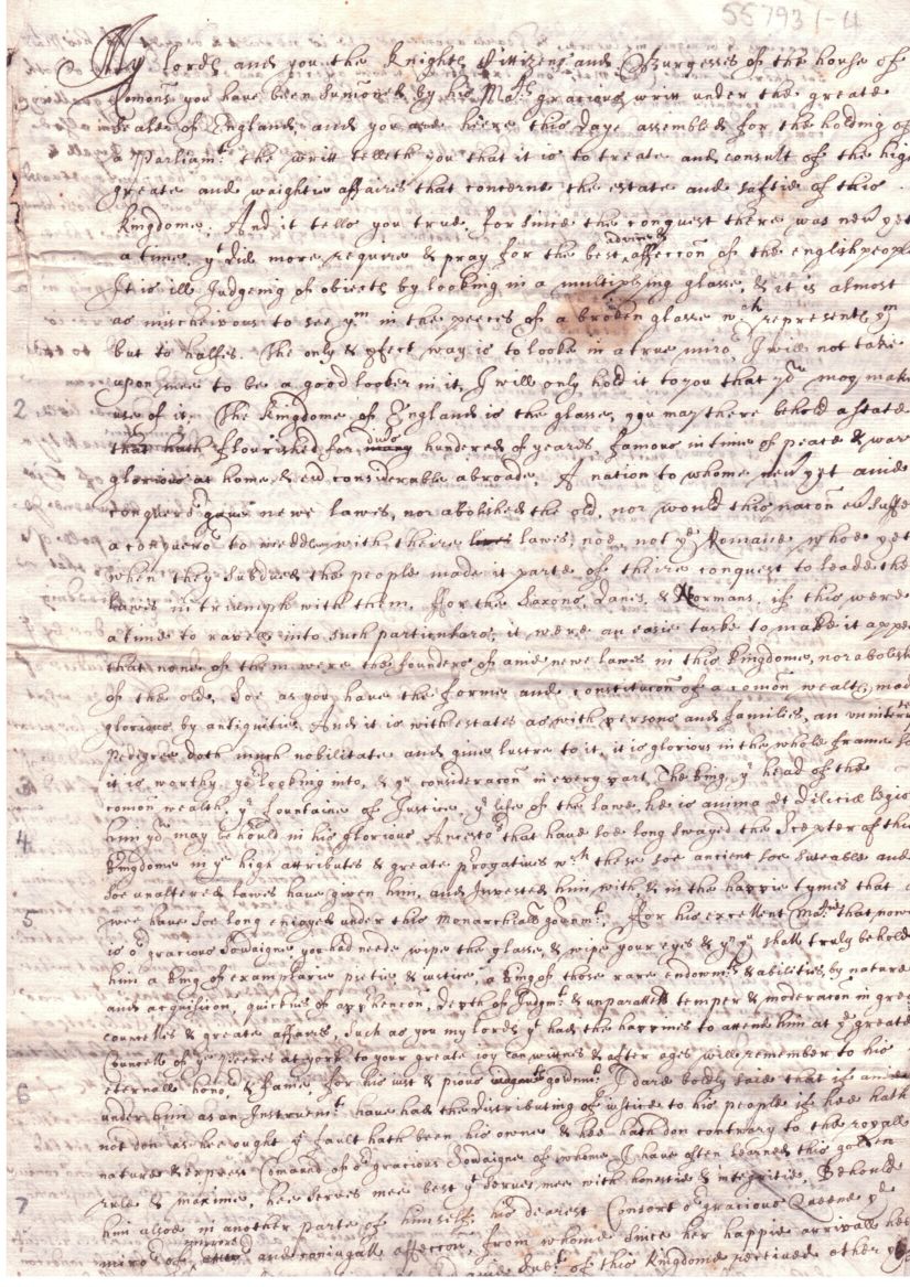 [FINCH — Contemporary manuscript copy of his Speech at the Opening of the Long Parliament, | Sophie Dupré Autographs