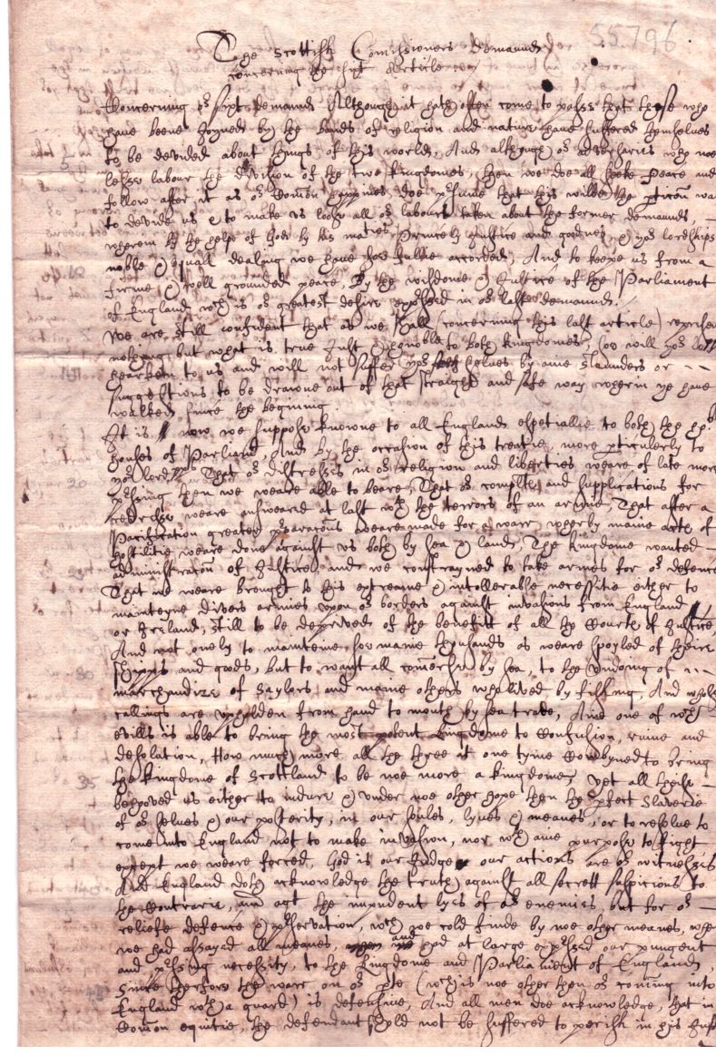 [HENDERSON — Contemporary Unsigned Copy of The Scottish Commissioners' Demands concerning the Sixth Article, | Sophie Dupré Autographs