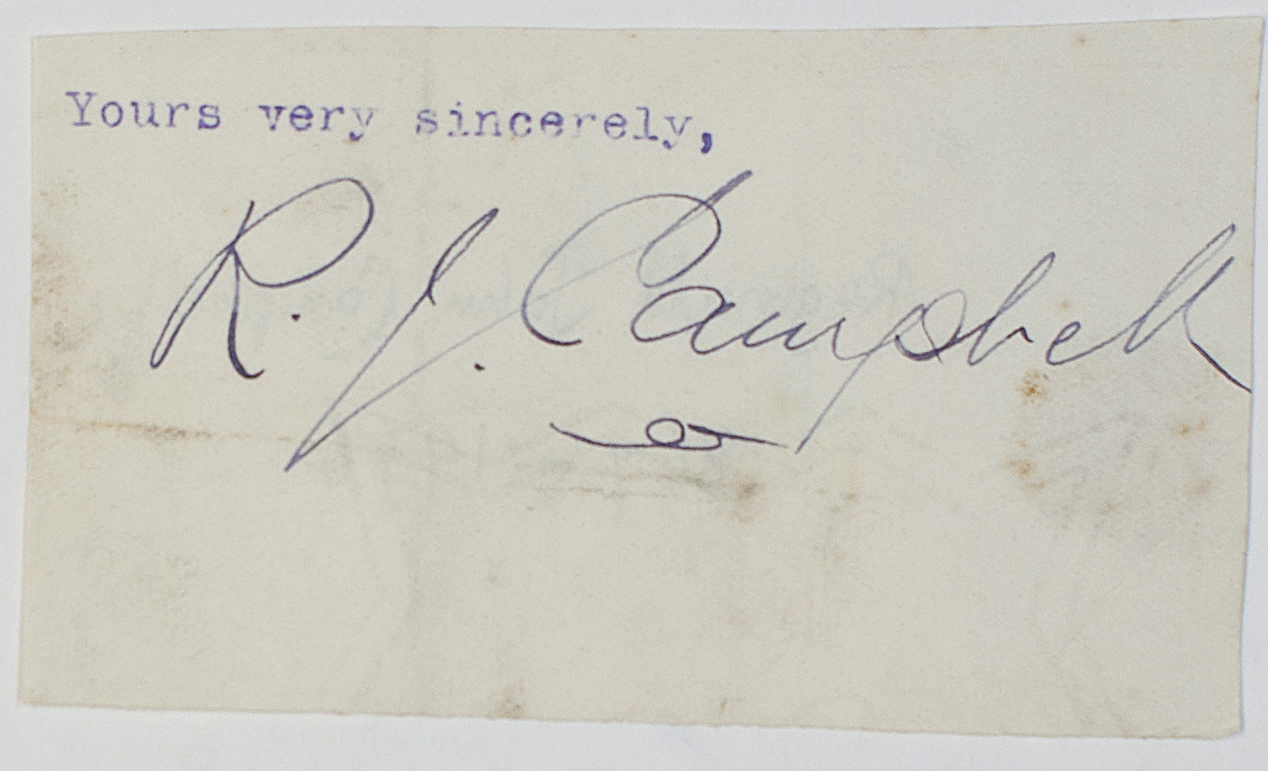 CAMPBELL — Signature from the end of a letter, | Sophie Dupré Autographs