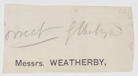 CHETWYND — Signature in pencil on a fragment of a bill from Messrs Weatherby, | Sophie Dupré Autographs