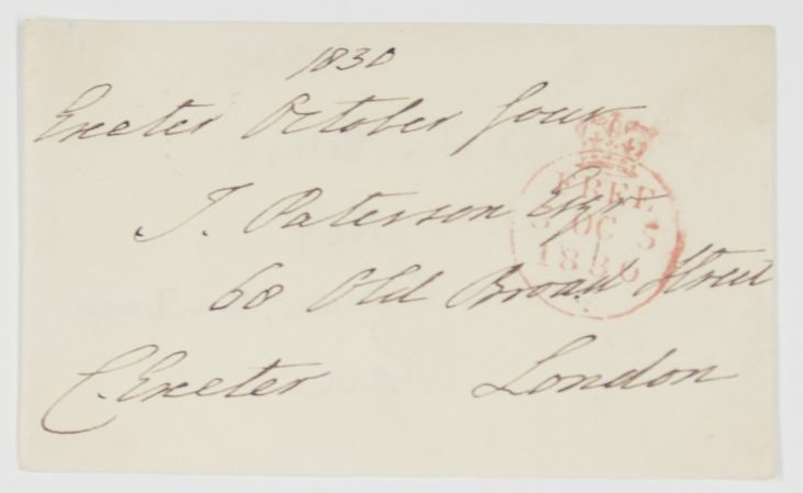 BETHELL — Autograph Address Panel signed 'C. Exeter', | Sophie Dupré Autographs
