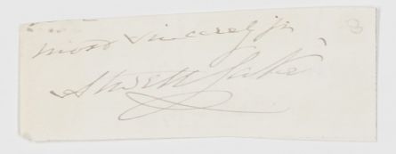 LAKE — Signature and Subscription from a letter, | Sophie Dupré Autographs
