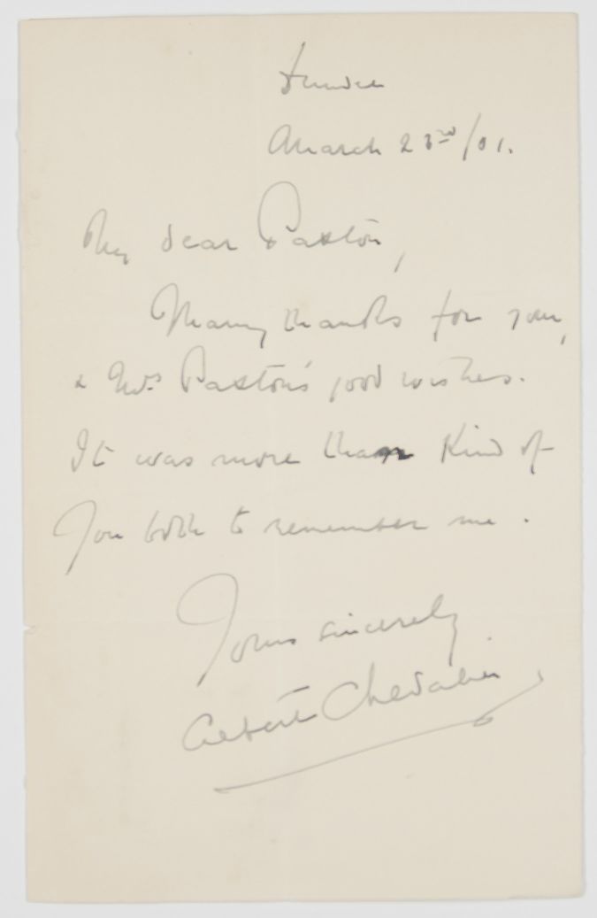 CHEVALIER — Autograph Letter Signed to Sydney PAXTON, | Sophie Dupré Autographs