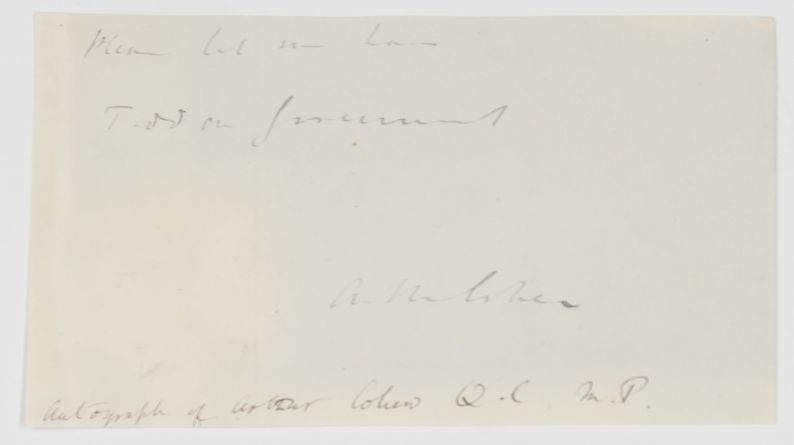 COHEN — Signature and a few words from an autograph letter with the subscription | Sophie Dupré Autographs