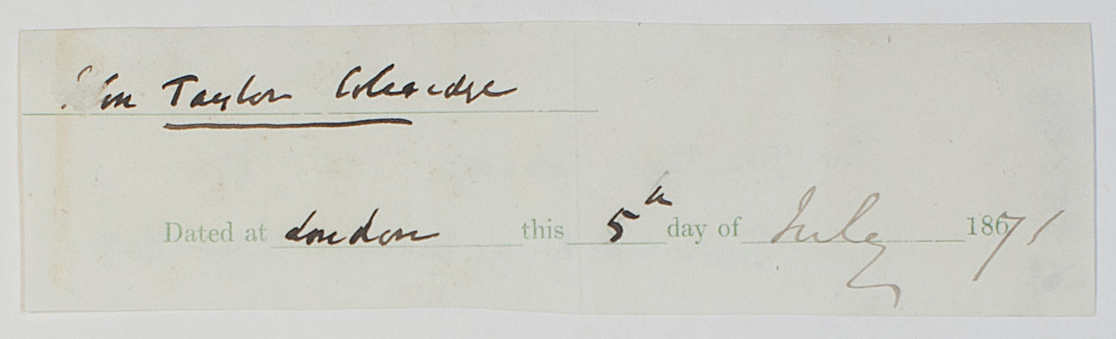 COLERIDGE — Signature from the end of a Document, | Sophie Dupré Autographs