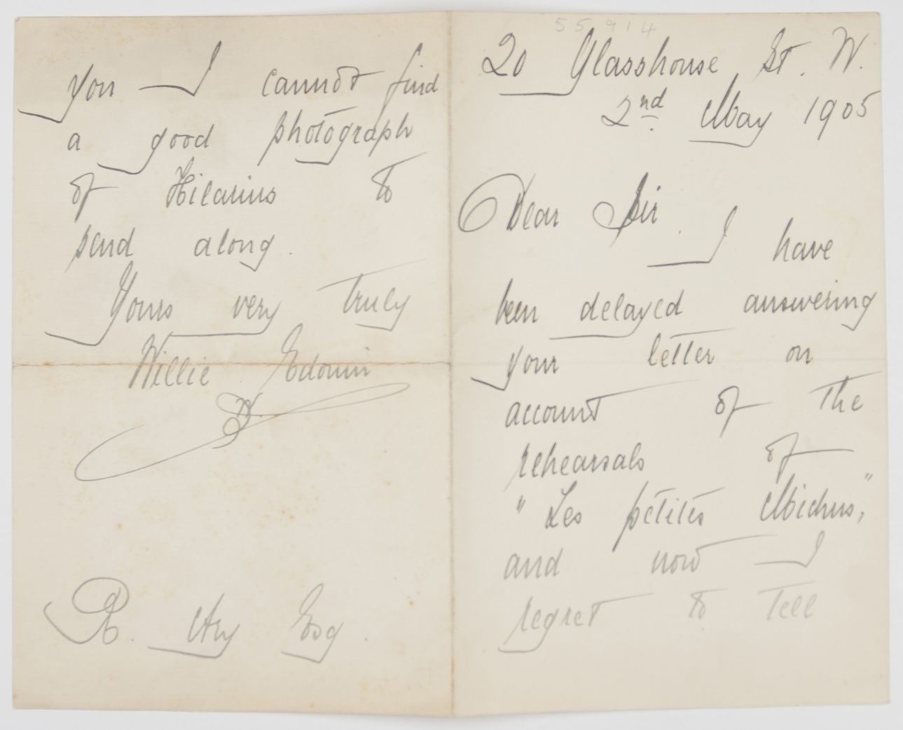 EDOUIN — Autograph Letter Signed to R. ARY, | Sophie Dupré Autographs
