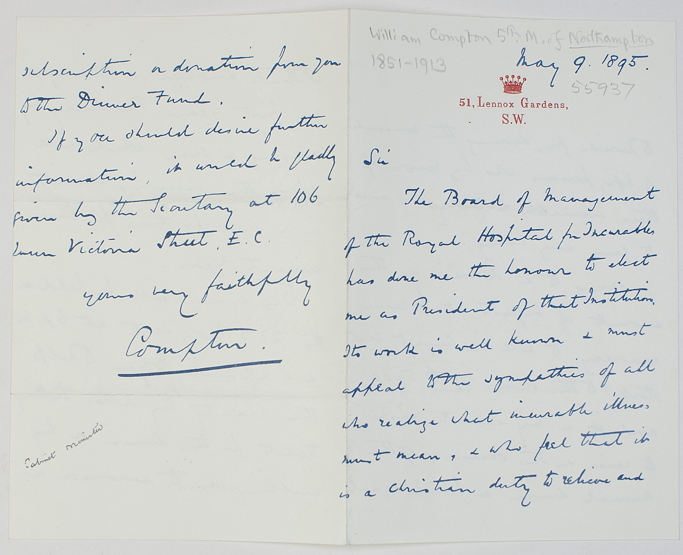 NORTHAMPTON — Autograph Letter Signed 'Compton' to 'Sir'; | Sophie Dupré Autographs