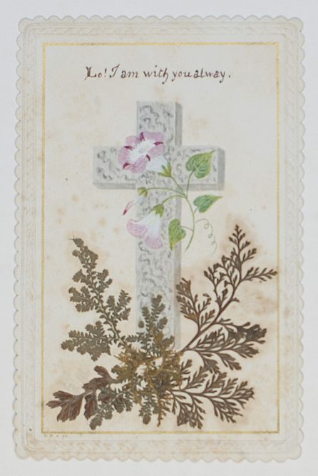 EASTER CARD — Hand painted Card in water-colour overlaid with real Fern, | Sophie Dupré Autographs