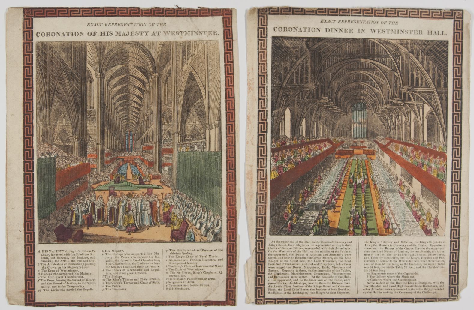 [GEORGE III — 'An Exact Representation of the Coronation... at Westminster' and of 'The Coronation Dinner in Westminster Hall', | Sophie Dupré Autographs