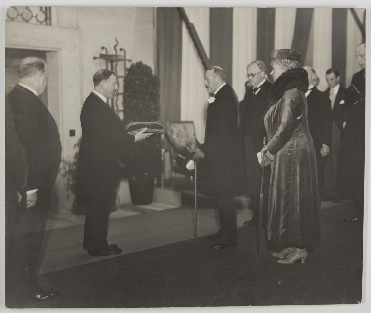 [GEORGE V — Unsigned Press Photograph showing George V being made a presentation, | Sophie Dupré Autographs